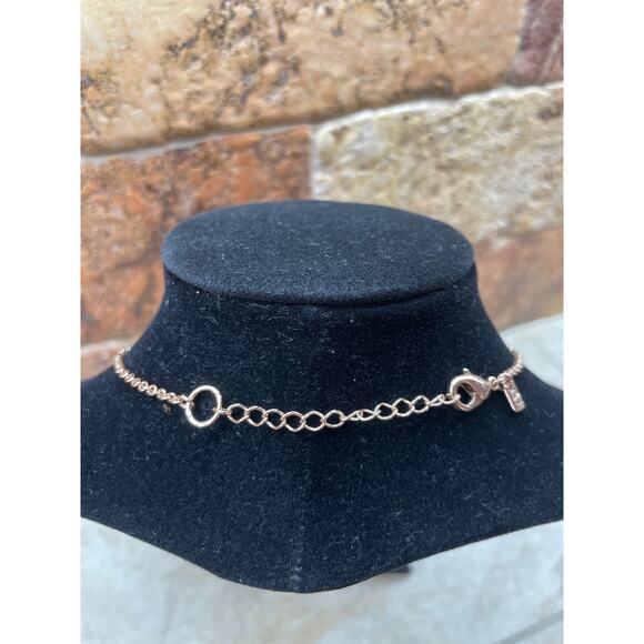 Banana Republic Necklace Rose Gold Opalescent Statement Pink Crystal Floral - Picture 6 of 9